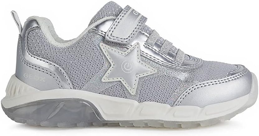 Geox Mädchen J Spaziale Girl A Sneaker 32 EU Silber, 32 EU Silber