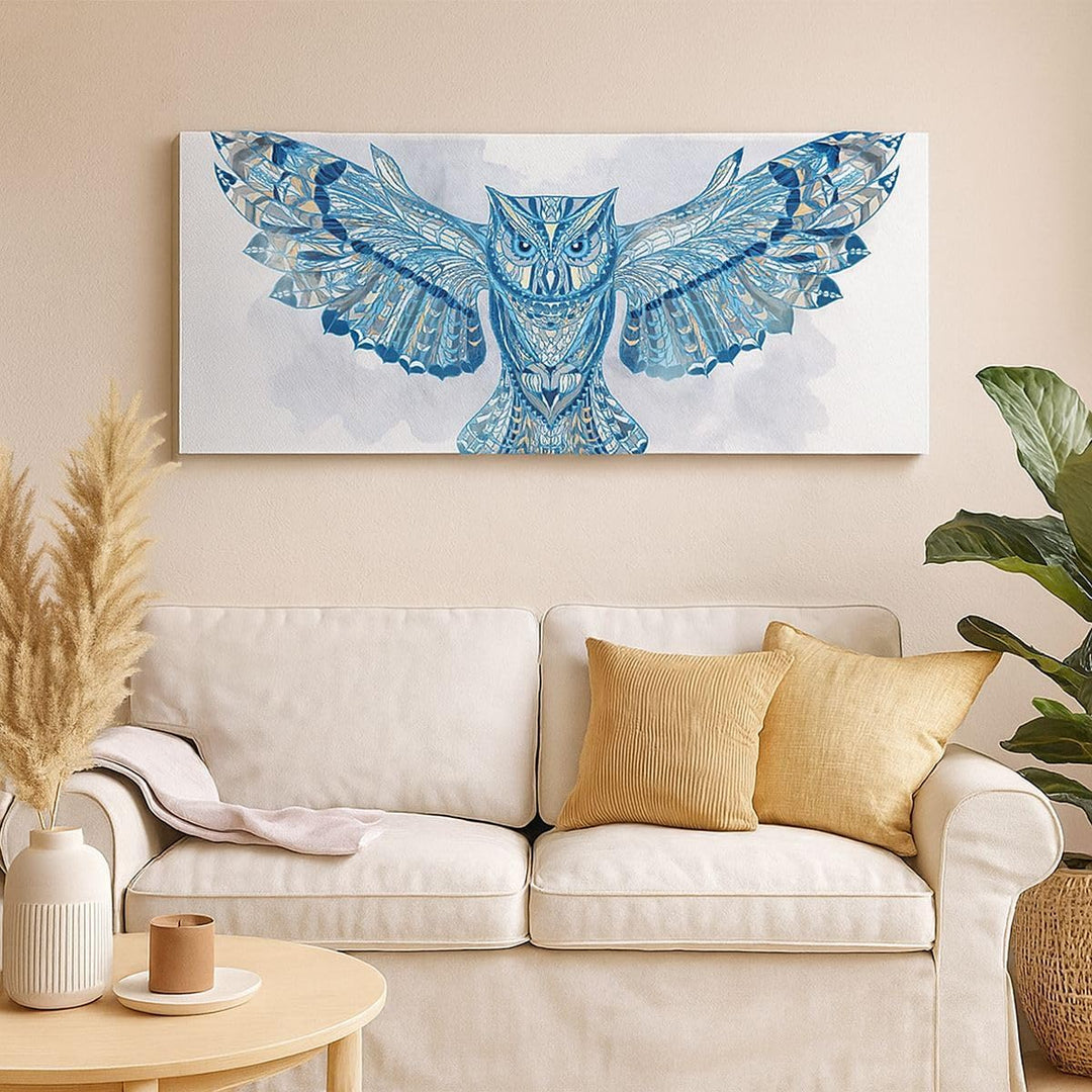 Wandbilder Dekoration Wohnzimmer Eule Flügel Tierwelt Grafik Panorama Bilder auf Leinwand 120x50cm L