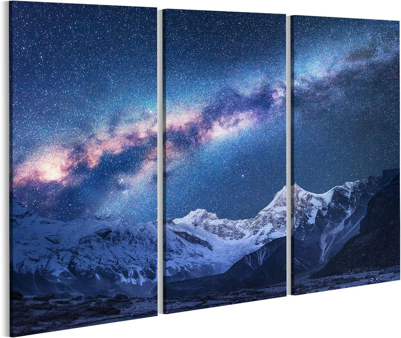 Bild auf Leinwand Sternenhimmel Nepal Gebirgstal Wandbild Poster Kunstdruck Bilder Format: 130x80cm