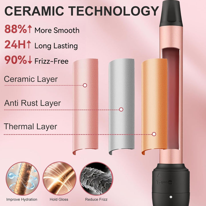 Lockenstab 3 in 1, Lockenstäbe Curling Iron Set mit 3 austauschbaren Keramik Lockenstab 9-32mm für G