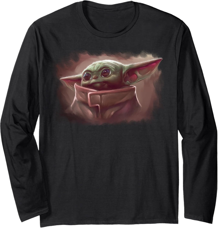 Star Wars The Mandalorian The Child Painted Portrait Langarmshirt