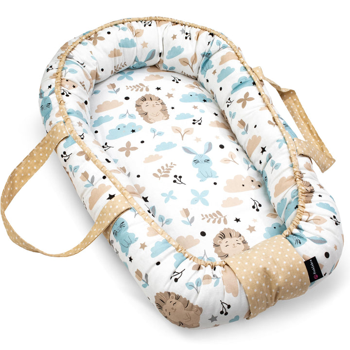 PinkZebra Tragetasche,2 in 1 Tragetasche, Tragenest Kokon aus Baumwolle, Igel und Freunde, Igel und