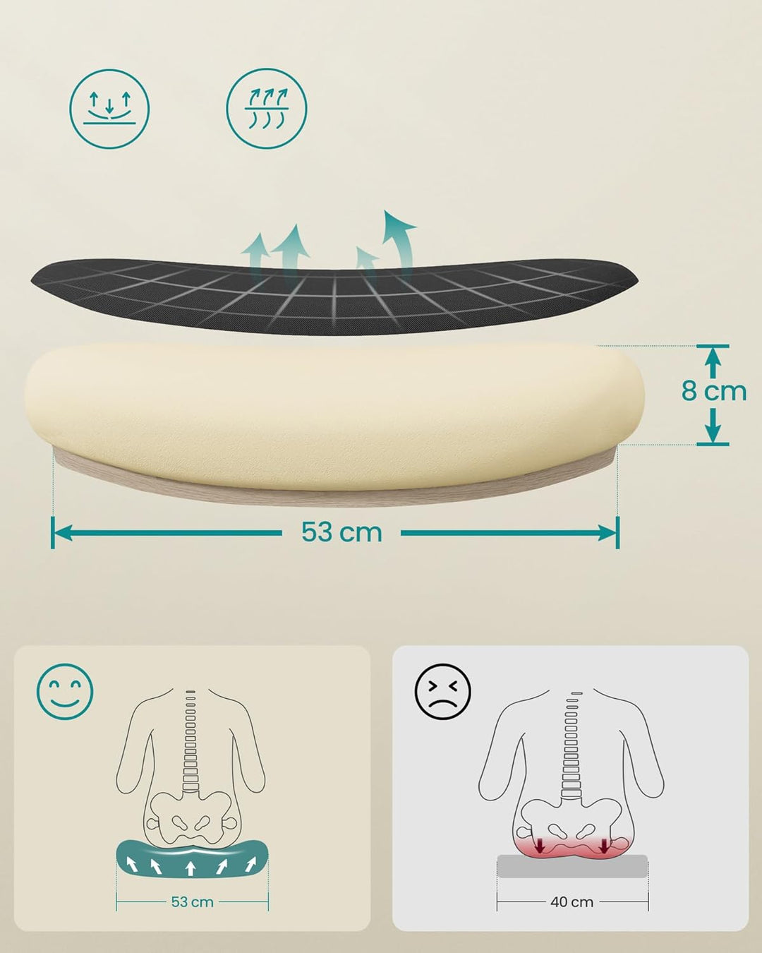 SONGMICS Bürostuhl ergonomisch, Schreibtischstuhl klappbare armlehne, 360° Drehstuhl, verstellbare L