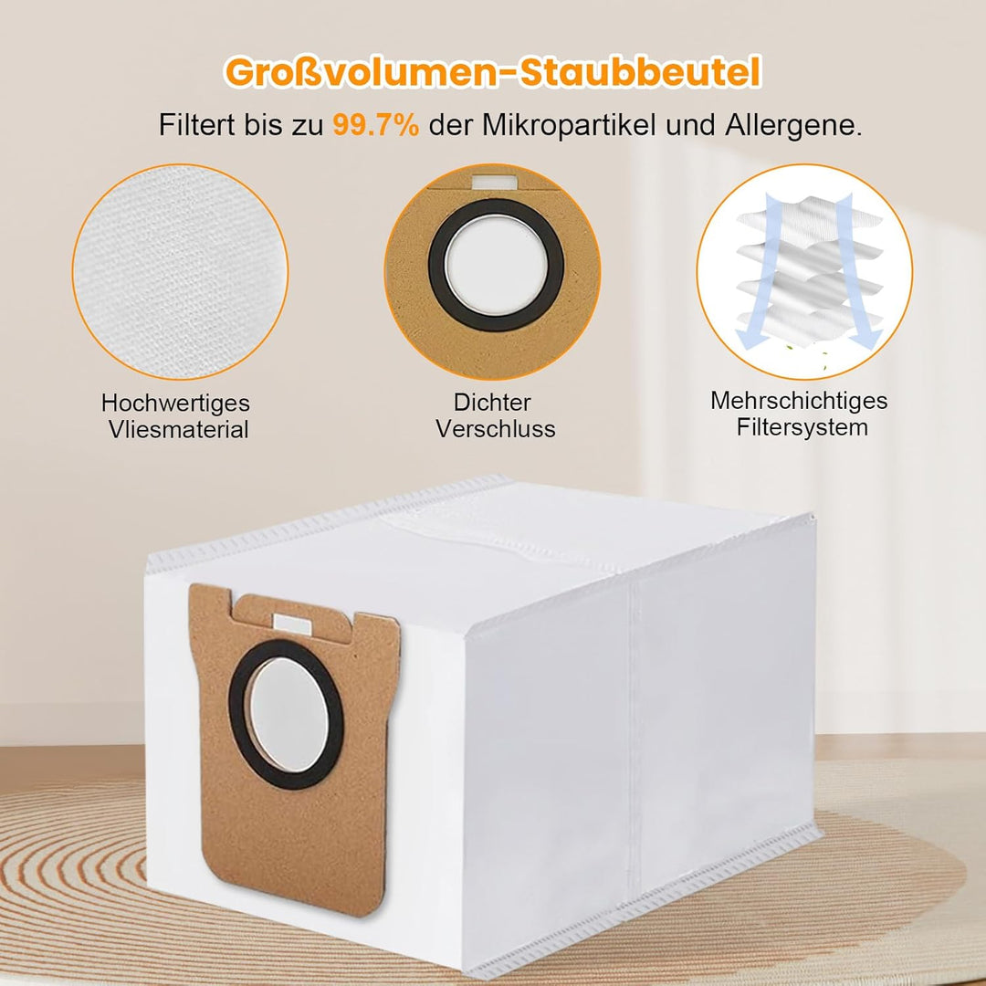 27 Stück Zubehör-Set für Xiaomi X20+ / X10 Plus Saugroboter | 2 Hauptbürsten + 6 Staubbeutel + 6 Fil