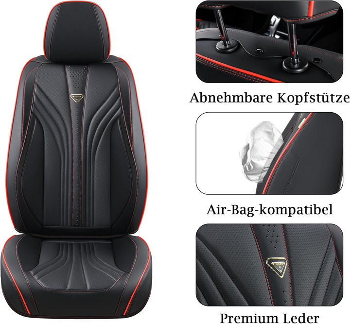 FLORICH Autositzbezüge Set PU Leder Vordersitze und Rückbank, wasserdichte Autositzauflage Universel