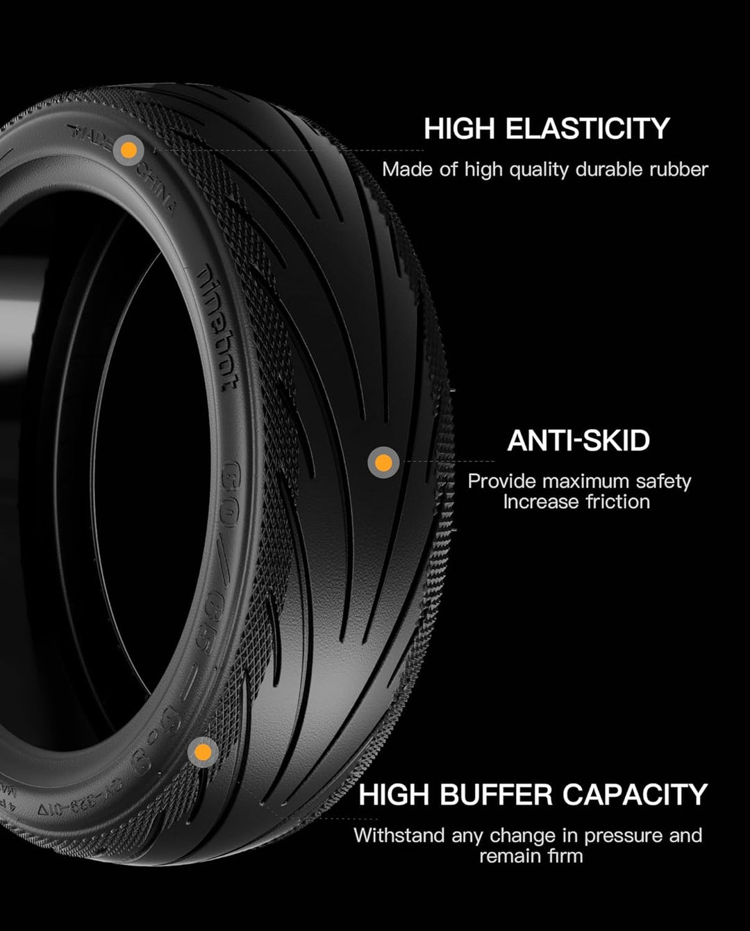 60/65-6.9 Tubeless Hinten Reifen kompatibel mit Segway Ninebot Max G2 G2D G2E G65 KickScooter, 10 Zo