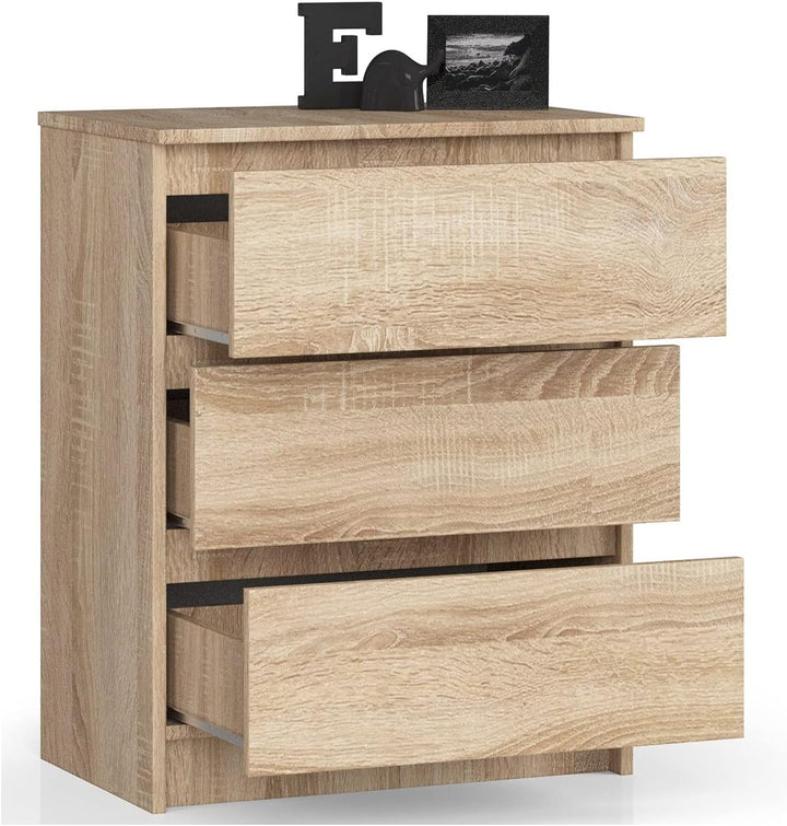 AKORD Kommode K60 mit 3 Schubladen | für das Wohnzimmer Schlafzimmer Schrank Büro Arbeitszimmer | Mo