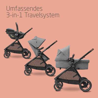 Maxi-Cosi Zelia S Trio Kinderwagen 3in1 Set, FamilyFix 360 drehbare Basisstation Bundle - Kinderwage