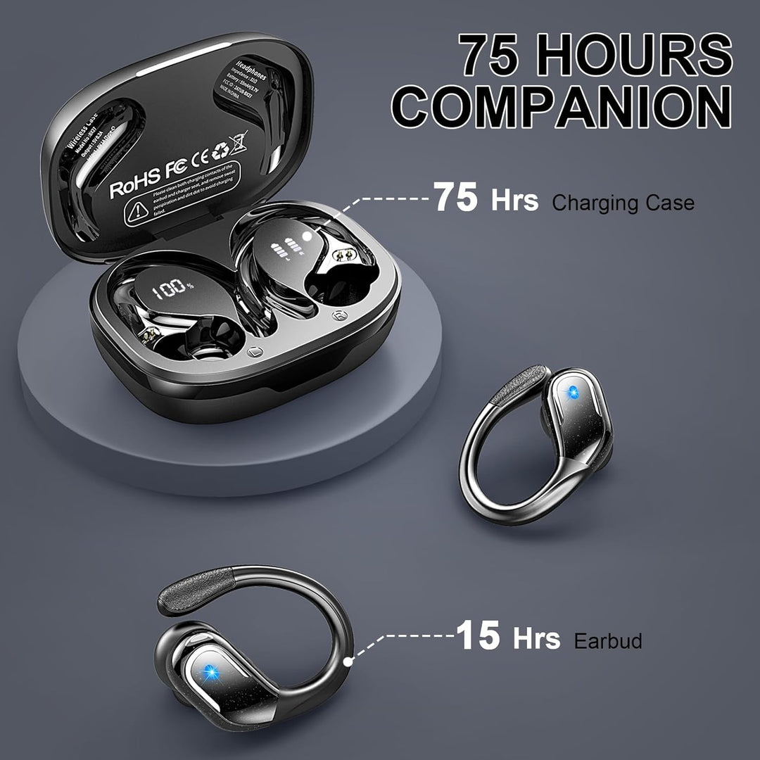 Bluetooth Kopfhörer Sport, 75Std Kopfhörer Kabellos Bluetooth 5.4, HiFi Stereo Tiefer Bass Wireless