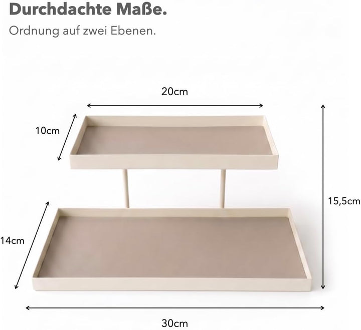 Parfüm Organizer aus Metall &amp; Kunstleder I Montagefreier Kosmetik Organizer für Schminktisch und Bad
