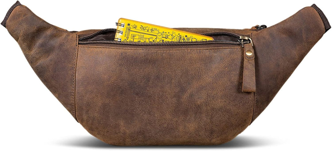 'Alabama' Gürteltasche Leder Herren Damen Bauchtasche Retro Vintage Look Hüfttasche flach Brusttasch