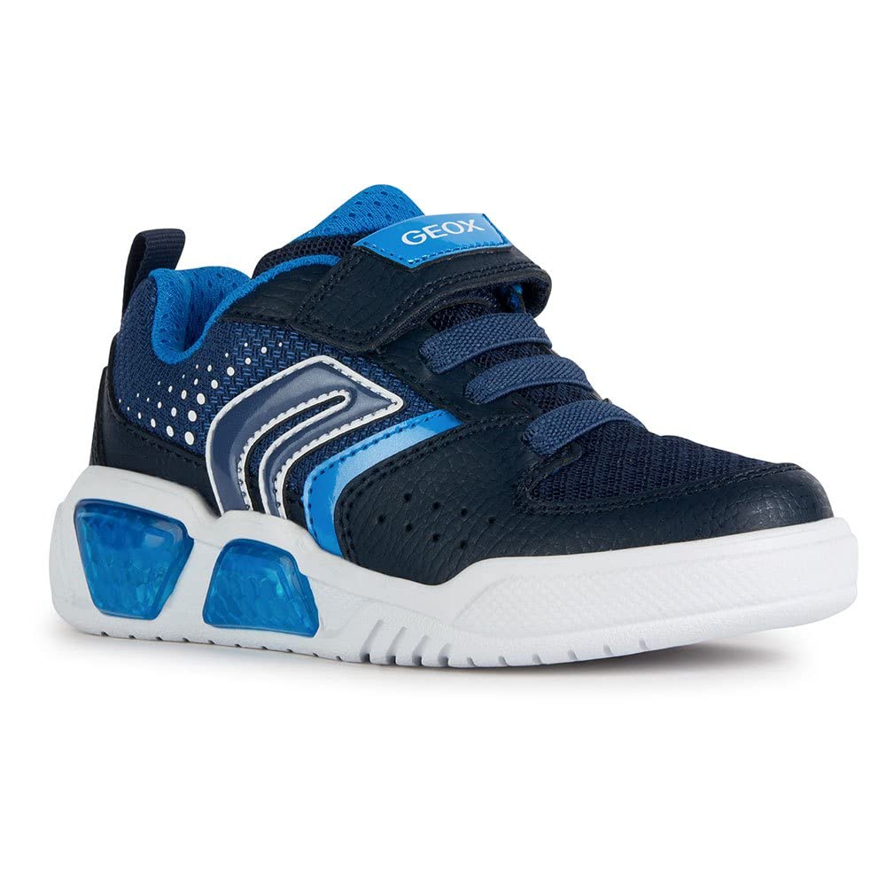 Geox Jungen J Illuminus Boy Sneaker 28 EU Schmal Navy Lt Blue, 28 EU Schmal Navy Lt Blue