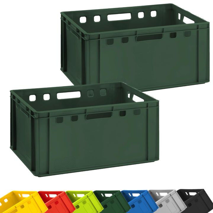 BURI Fleischerkiste 2x Metzgerkiste 60x40x30cm Lagerkiste E3 hoch | Extrem robuste Stapelkiste | Fle