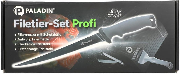 Paladin Filetier-Set Profi Anti-Rutsch Matte + Filitiermesser + Filierkamm + Grätenzange
