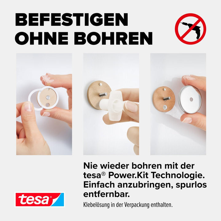 tesa ALUXX Duschkorb, Aluminium, verchromt, garantiert rostfrei, inkl. Klebelösung, tiefer Boden, 12
