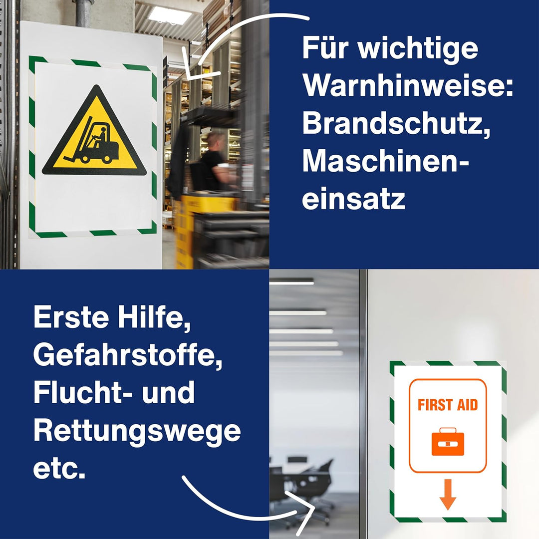 magnetoplan 1131445 Magnetofix Safety Magnetrahmen 5 Stk. A4 grün-weiss