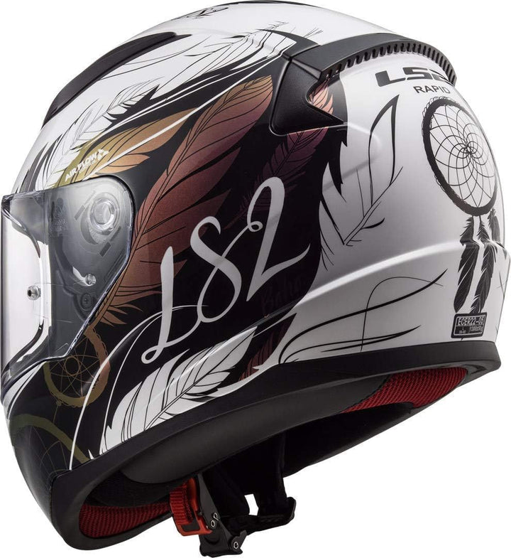 LS2, Integraler Motorradhelm Rapid Boho White Black Pink, XS, XS