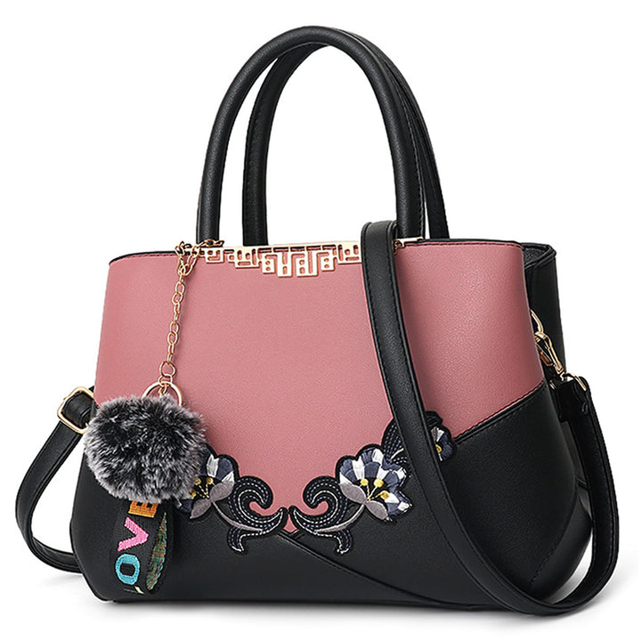 VARLIVOO Handtasche Damen Mittelgross Elegant Taschen mit Blumenstickerei Leader PU Henkeltasche Fra