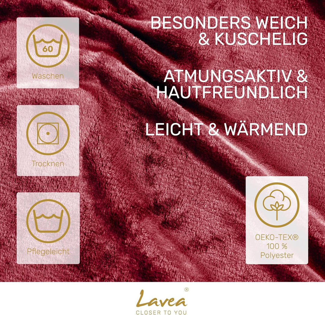Lavea® Kuscheldecke 180x220 cm aus Mikrofaser – Flauschige Fleecedecke für Sofa und Bett, weiche Dec