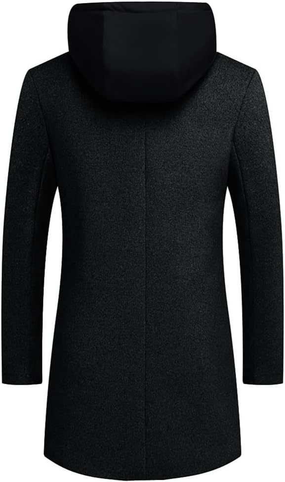 Luckyone Wintermantel Herren Mantel Slim Fit Lang Wollmantel Business Mantel mit Stehkragen Herren W
