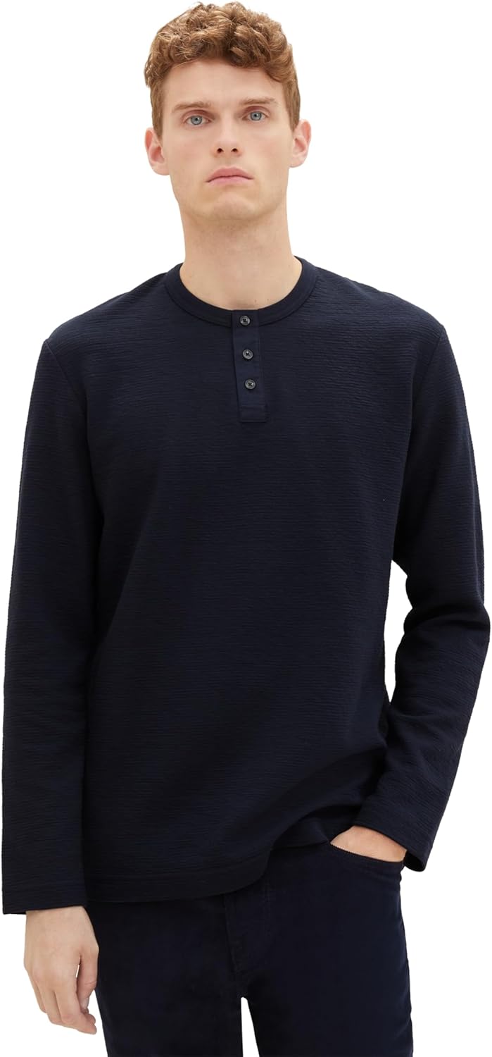TOM TAILOR Herren Longsleeve T-Shirt, 10668 - Sky Captain Blue