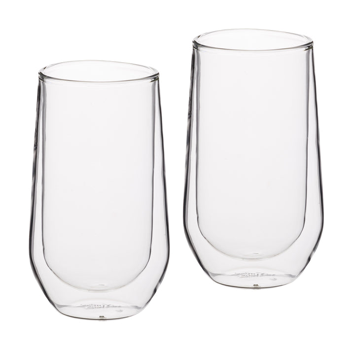LE XPRESS Highball-Gläser doppelwandig 330ml aus Kunststoff in transparent 2-teilig, 12 x 17 x 22 cm