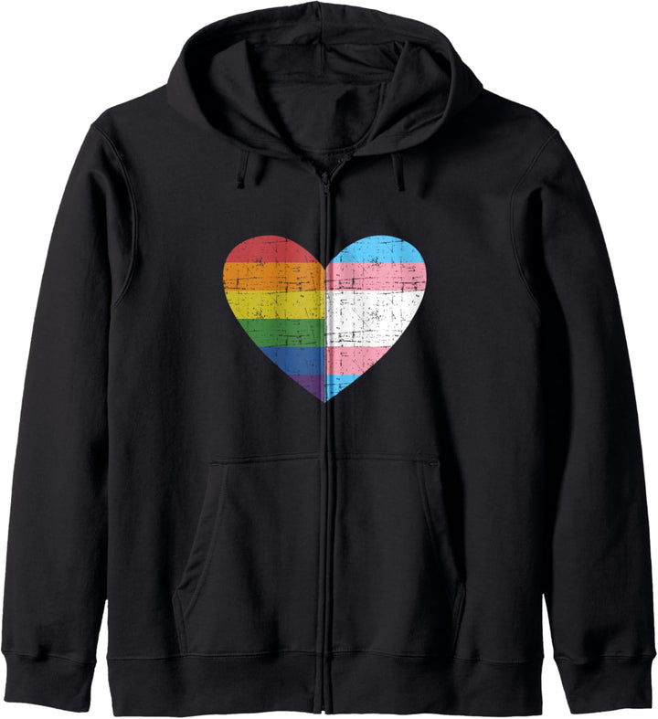 Herz mit Regenbogen und Transgender Fahne für LGBT Kapuzenjacke