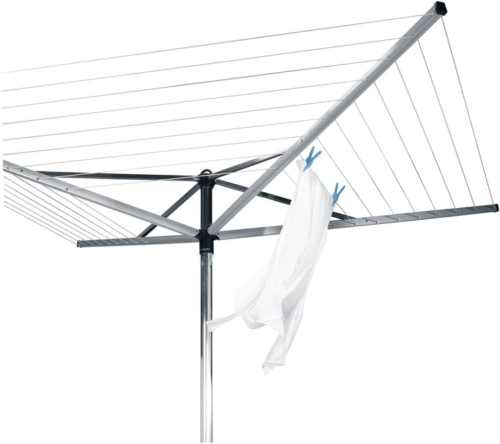 Brabantia 310805 Topspinner Wäschespinne mit 45mm Metallbodenanker, Rotary, silber, 50m 50m Wäschesp