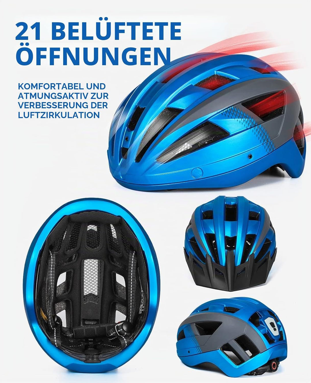 FUNWICT Fahrradhelm mit Visier für Herren Damen, Leichte Fahrradhelm mit Magnetischem Brille und USB