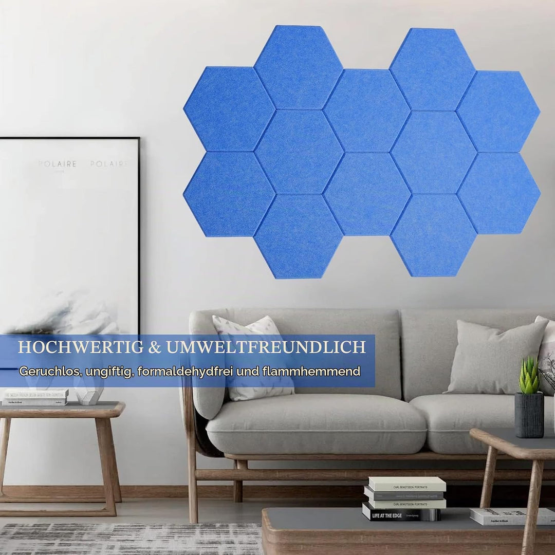 Rdutuok 12 Stück Akustik Panel,30x26x1cm Hexagon Akustik Absorber Schallschutzplatten Akustikpaneele