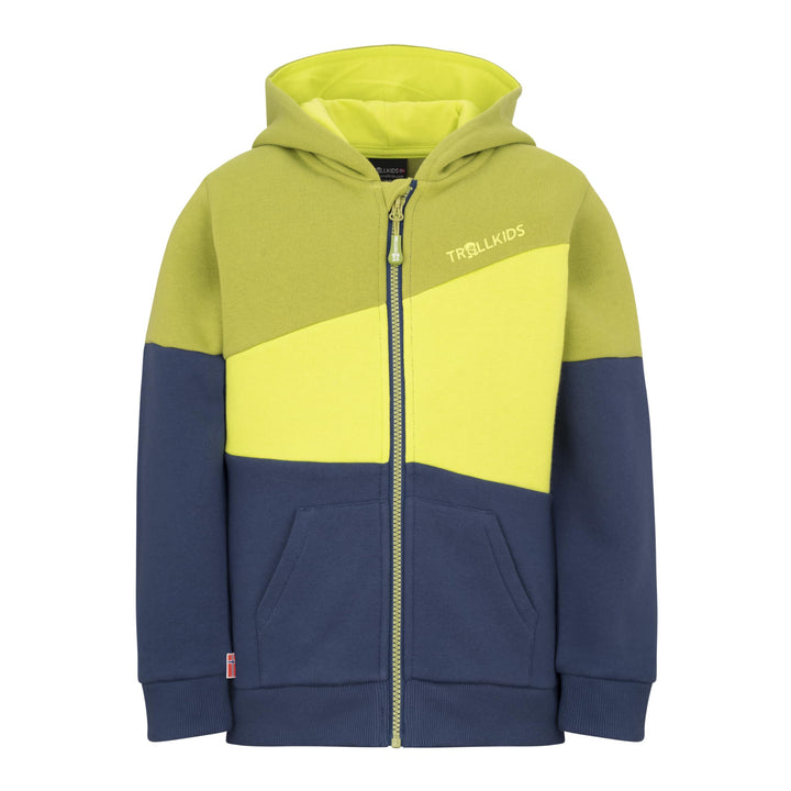 Trollkids Kinder Kapuzenpulli Alesund 98 Hellgrün/Mystkblau/Kiwigrün, 98 Hellgrün/Mystkblau/Kiwigrün