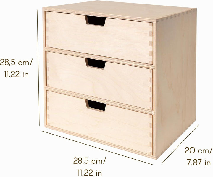 Creative Deco Schubladenbox Schubladenelement | 3 Schubladen | 28,5 x 20 x 28,5 cm (+/- 1 cm) | Mini