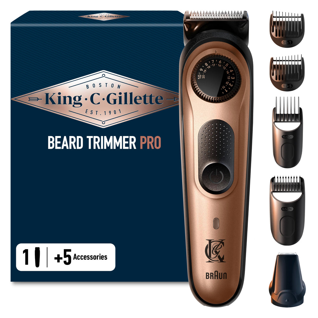 King C. Gillette Elektrischer Barttrimmer Pro für Männer. Mit Präzisionsrad für 40 Bartlängen, abwas