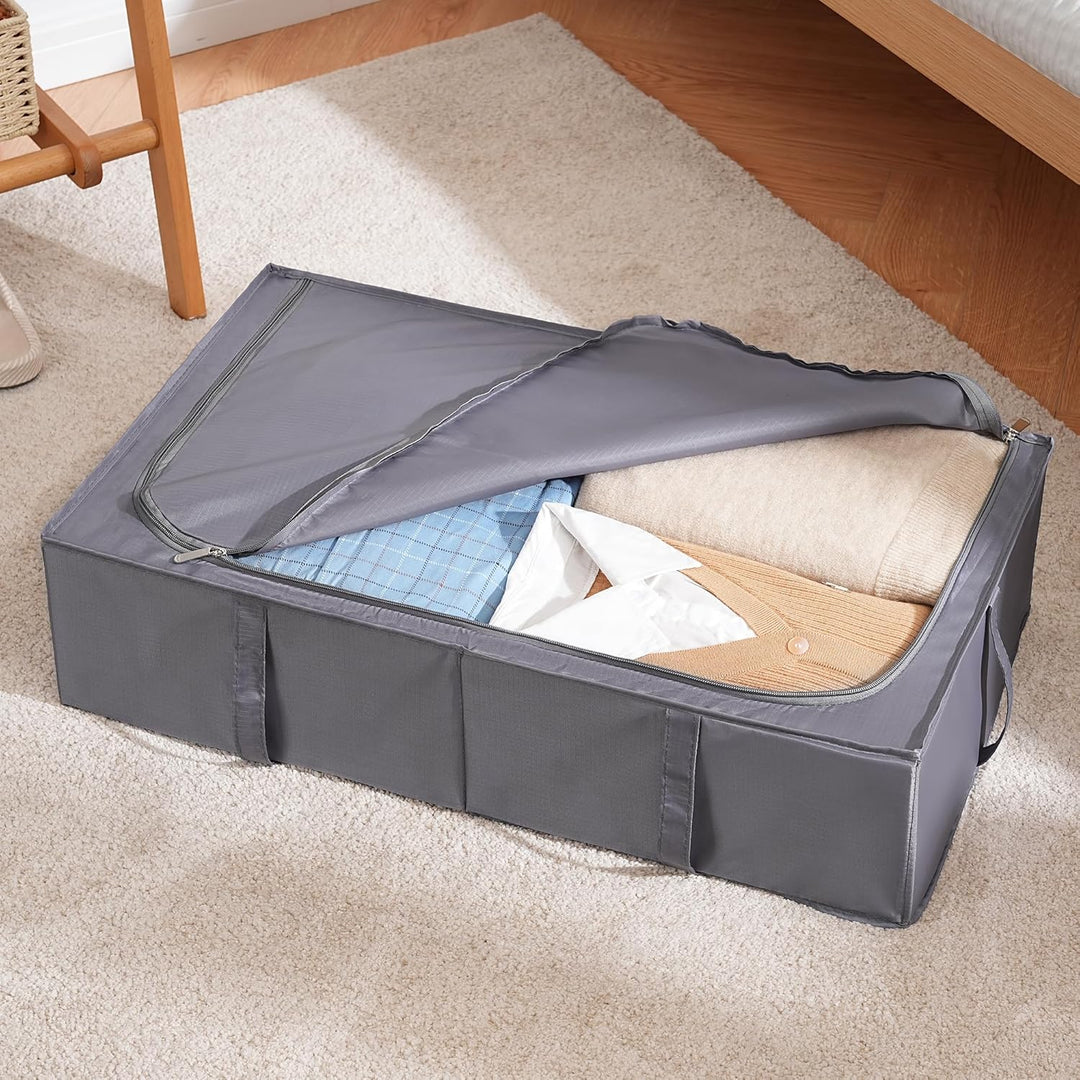 TYEERS Unterbett Aufbewahrungsbox mit Deckel, Strapazierfähiger Stoff, Waschbar, Zusammenklappbar, B