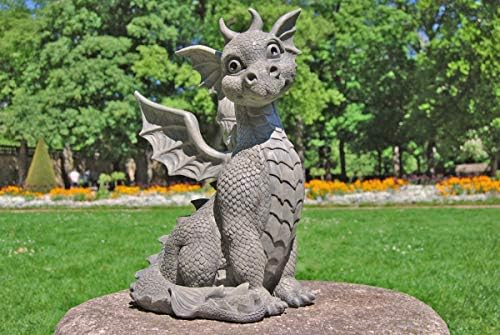 MC Gartenfigur Gartendrache - Modell sitzend XL - Fantasy Figur Deko Drache Garten