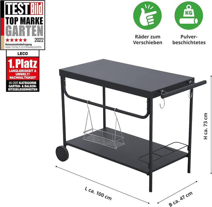 Leco 29380999 Grill-Serviertisch Serviertisch, Anthrazit, Länge 100 cm, Breite 47 cm, Höhe 73 cm