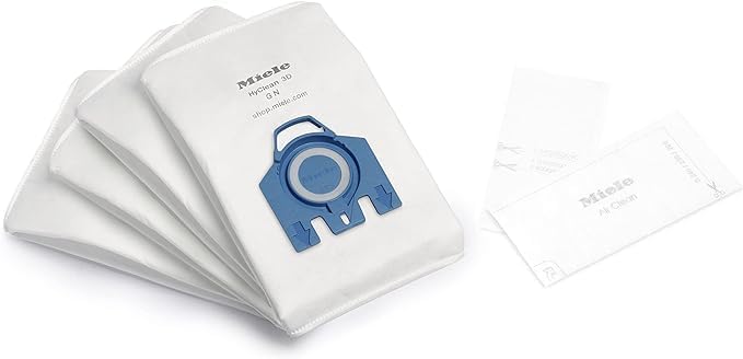 Miele 9917730 GN Vakuum-Hover-Tasche 1 Box: 4 Bags + 2 Filters Weiss/Blau, 1 Box: 4 Bags + 2 Filters