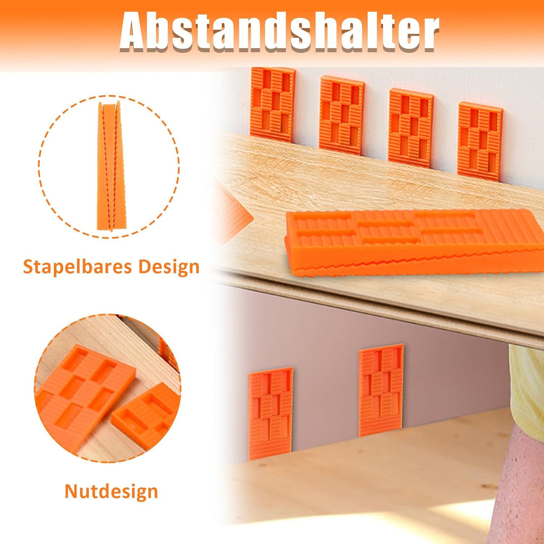 Laminat Verlegeset, 43 Stück Vinyl Laminat Verlegeset, Laminatboden Kit, mit 40 Abstandshalter, 1 Pa