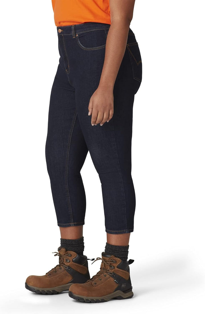 Dickies Damen Perfect Shape Denim Capri Pant Khakis, Abgespült Indigoblau