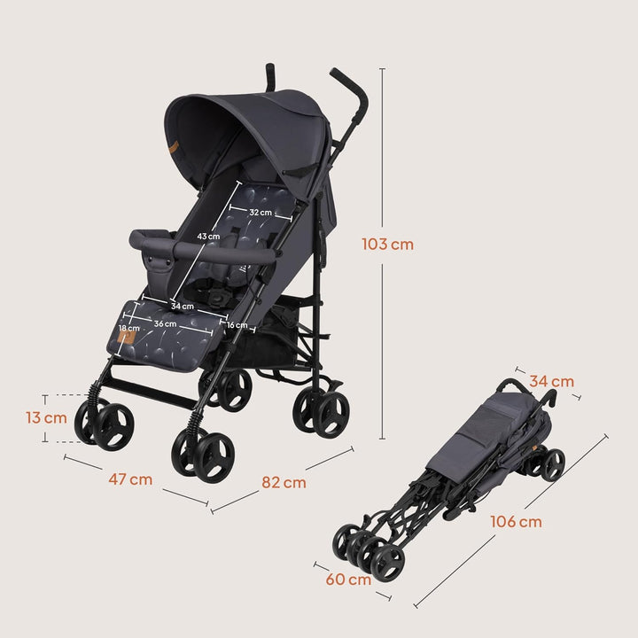 LIONELO Elia Buggy Klein Zusammenklappbar Kinderwagen Bis 15 Kg, Rücken Und Fussstützenverstellung H
