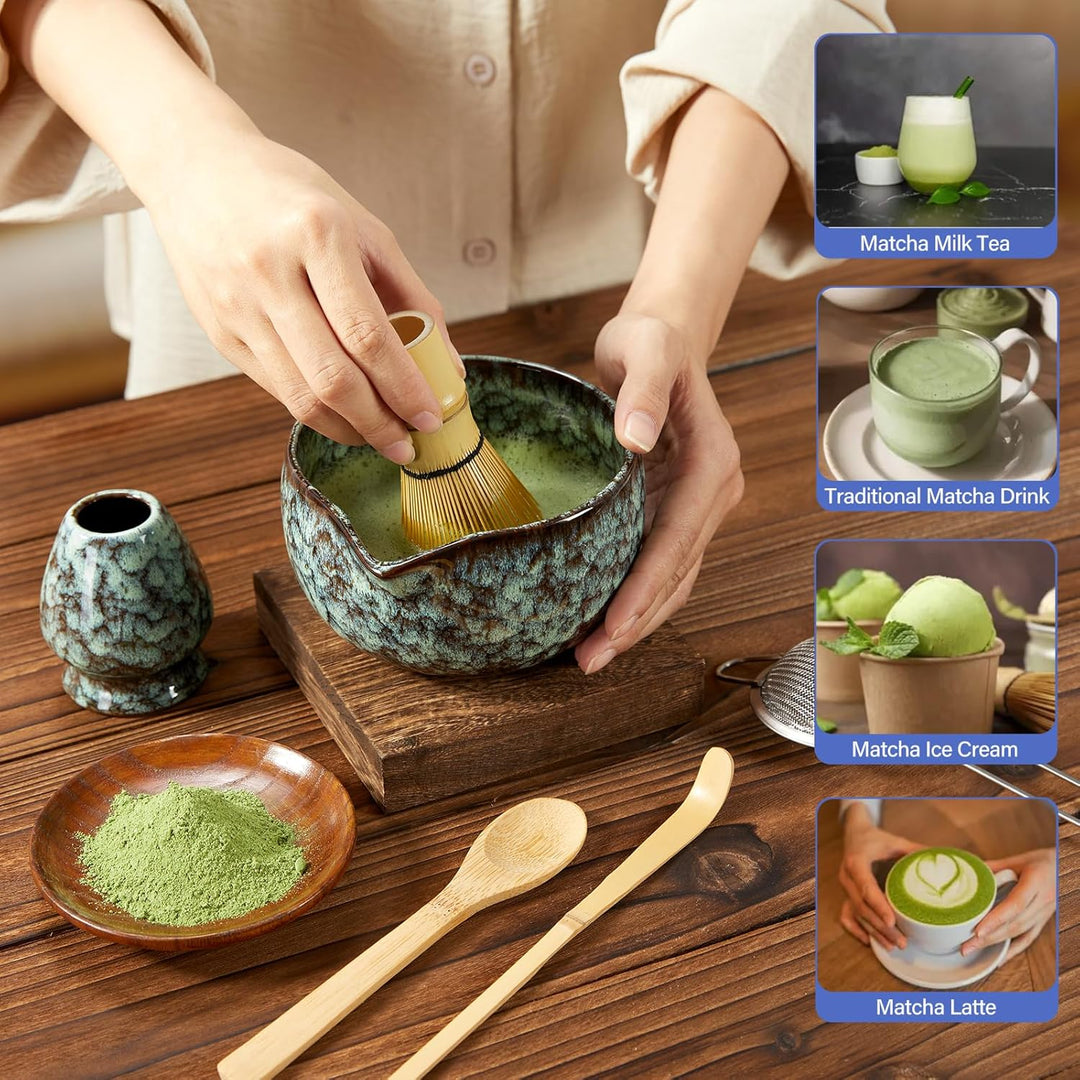 Matcha Tee Set – Japanisches Ceremonial Matcha Zubereitungsset | mit Bambus Chasen, Chashaku Löffel,