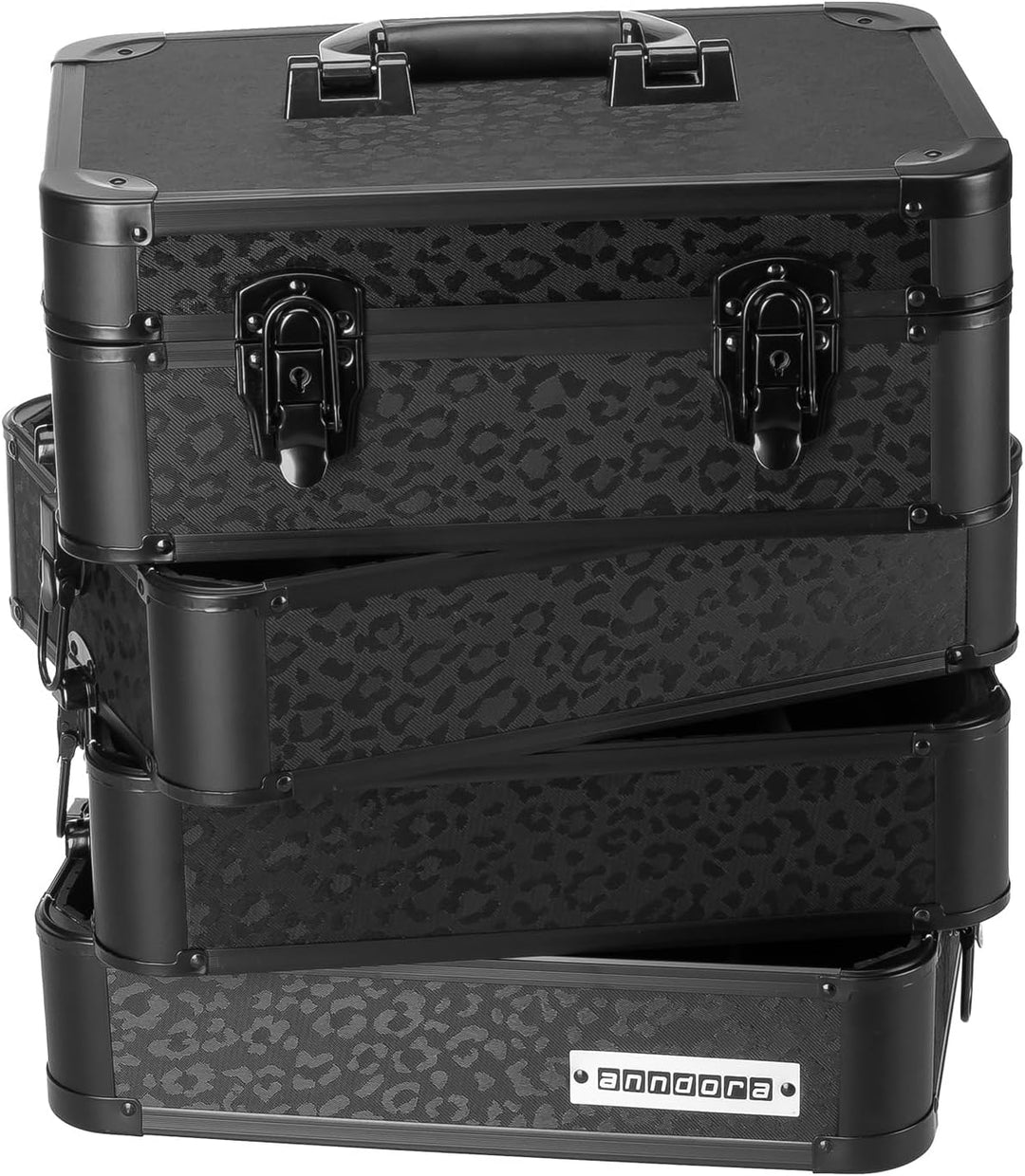 anndora Universalkoffer Etagenkoffer 23 Liter Werkzeugkiste 4 Ebenen – Leo Panther Design – komplett