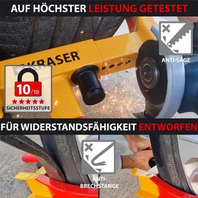 KRASER WA820 Wegfahrsperre Radkralle Reifenkralle, Parkkralle Diebstahlsicherung für Radklemmen, Uni