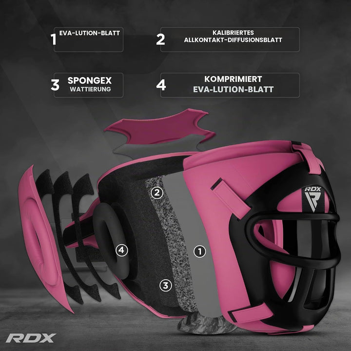 RDX Kopfschutz Boxen Gitter, Maya Hide Leder, MMA Kickboxen Kampfsport Thaiboxen Gesichtsschutz, Box