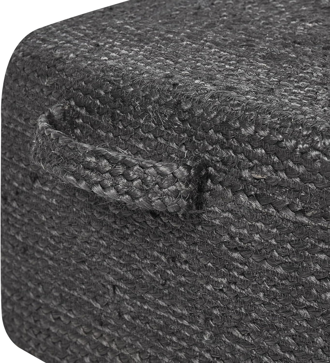 Pouf aus Jute schwarz 45x45x30 cm Sitzhocker im Boho Stil Dhadar