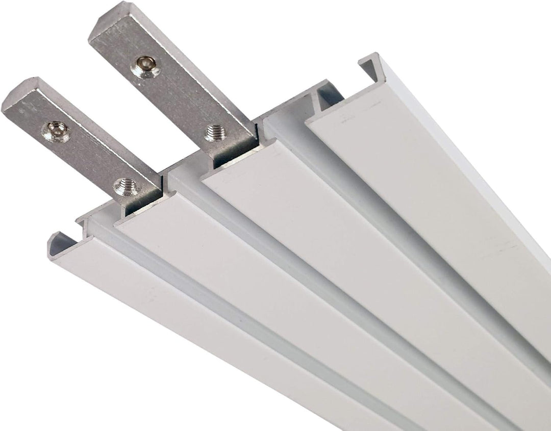 Vorhangschiene Aluminium - Weiss "3 Lauf" 120cm - Flache Gardinenschiene (7mm) - inkl. Vorhanggleite