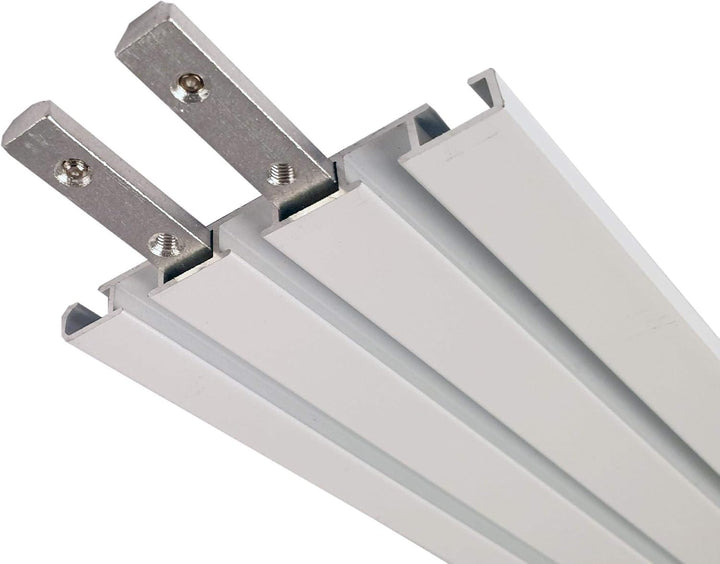 Vorhangschiene Aluminium - Weiss "3 Lauf" 120cm - Flache Gardinenschiene (7mm) - inkl. Vorhanggleite