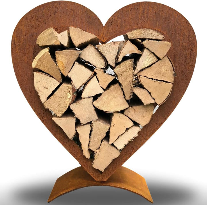 Edel Rost Herz Holzregal (ohne Holz) Made in Germany Edelrost Herz, Gartendeko Herz, Gartenfigur, (H