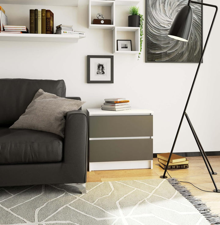 AKORD Kommode K60 mit 2 Schubladen | für das Wohnzimmer Schlafzimmer Schrank Büro Arbeitszimmer | Mo