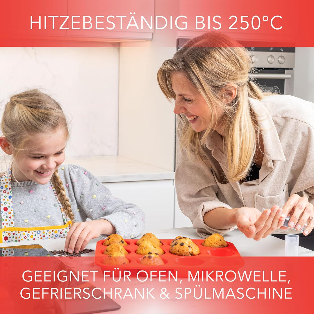 AVANA Muffinblech aus Silikon für 12 Muffins BPA-frei Antihaftbeschichtung Muffin Form Cupcake Backb